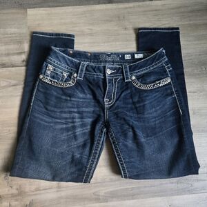 Miss Me Signature Dark Blue Ankle Skinny Women's Jeans Size 28
